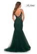Picture of: Tulle and Lace Mermaid Gown in Jewel Tones in Emerald, Back Picture