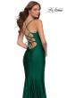 Picture of: V Neck Jersey Fitted Prom Dress with Tie Up Back in Emerald, Style 29785, Back Picture
