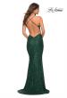Picture of: Luxurious Soft Sequin Dress with V Neckline in Emerald, Back Picture