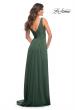 Picture of: Empire Waist Gown with Deep V Neckline in Emerald, Style: 30641, Back Picture