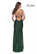 Picture of: Rhinestone Jersey Dress with Slit and Ruching in Emerald, Style: 31123, Back Picture