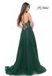 Picture of: Lace Embellished A-line Dress with Lace Up Back in Emerald, Style: 32147, Back Picture