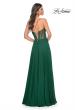 Picture of: Chiffon Gown with Illusion Bustier Top and Lace Up Back in Green, Style: 32296, Back Picture