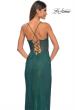 Picture of: Fishnet Rhinestone Fitted Dress with Bustier Top and High Neckline in Emerald, Style: 32446, Back Picture