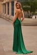 Picture of: Satin Gown with Cowl Neck and Open Back in Emerald, Style: 33193, Back Picture