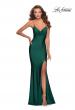 Picture of: Empire Waist Jersey Dress with Lace Up Back in Emerald, Style: 28584, Detail Picture 1