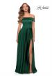 Picture of: Satin Off the Shoulder Evening Dress with Pockets in Emerald, Style: 28978, Detail Picture 1