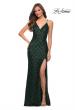 Picture of: Long Sequin Gown with Thick Sequin Print Fabric in Emerald, Style 29642, Detail Picture 1