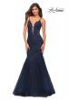 Picture of: Tulle and Lace Mermaid Gown in Jewel Tones in Emerald, Detail Picture 1