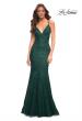 Picture of: Stretch Lace Gown with Flattering Seams at Waist in Emerald, Detail Picture 1