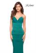 Picture of: Rhinestone Strap Net Jersey Dress with Ruching in Emerald, Style: 30793, Detail Picture 1