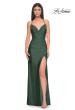 Picture of: Ruched Jersey Prom Dress with Slit in Jewel Tones in Emerald, Style 31130, Detail Picture 1