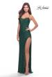 Picture of: Simple Stretch Sequin Gown with High Circle Slit in Emerald, Style: 31166, Detail Picture 1