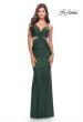 Picture of: Twist Front Cut Out Rhinestone Jersey Dress in Emerald, Style: 31339, Detail Picture 1