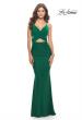 Picture of: Cut Out Long Soft Jersey Dress with Criss Cross Bodice in Emerald, Style: 31360, Detail Picture 1