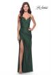 Picture of: Lace Applique Sheer Back Rhinestone Jersey Dress in Emerald, Style: 31361, Detail Picture 1