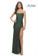 Picture of: Rhinestone Jersey Dress with Strappy Back and High Slit in Emerald, Style: 31398, Detail Picture 1