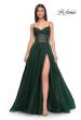 Picture of: A-Line Rhinestone Tulle Embellished Gown with Illusion Top in Emerald, Style: 31970, Detail Picture 1