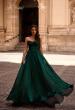 Picture of: Textured Chiffon Flowy Strapless Evening Dress in Emerald , Style 32382, Detail Picture 1