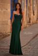 Picture of: Strapless Satin Dress with Lace Top and Sweetheart Neckline in Emerald , Style 32582, Detail Picture 1