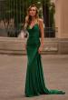 Picture of: Satin Gown with Cowl Neck and Open Back in Emerald, Style: 33193, Detail Picture 1