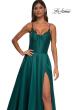 Picture of: Mikado A-line Gown with Lace Detail Neckline in Emerald, Style: 32878, Detail Picture 30