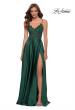 Picture of: Satin and Lace Prom Dress with Sheer Bodice in Emerald, Style 29760, Detail Picture 2