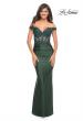 Picture of: Illusion Lace Top with Jersey Long Gown in Green, Style: 30741, Detail Picture 2