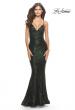 Picture of: Fitted Stretch Sequin Dress with Open Back and Defined Cups in Emerald, Style: 31291, Detail Picture 2