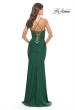 Picture of: Intricate Lace Up Back Jersey Gown with Ruching in Emerald, Style: 31330, Detail Picture 2