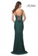 Picture of: Simple Ruched Jersey Dress with Lace Up Back in Emerald, Style: 31919, Detail Picture 2