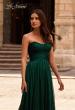 Picture of: Textured Chiffon Flowy Strapless Evening Dress in Emerald , Style 32382, Detail Picture 2