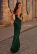 Picture of: Strapless Satin Dress with Lace Top and Sweetheart Neckline in Emerald , Style 32582, Detail Picture 2