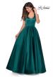 Picture of: Satin Ball Gown with Criss Cross Back and Pockets in Emerald, Style: 28281, Detail Picture 5