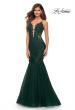 Picture of: Tulle and Lace Mermaid Gown in Jewel Tones in Emerald, Detail Picture 3