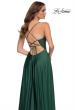 Picture of: Satin and Lace Prom Dress with Sheer Bodice in Emerald, Style 29760, Detail Picture 3