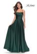 Picture of: A Line Satin Gown with Ruching and Square Neckline in Emerald, Style: 31105, Detail Picture 3