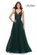 Picture of: Tulle Ball Gown with High Slit and V Neckline in Emerald, Style: 31149, Detail Picture 3