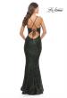 Picture of: Fitted Stretch Sequin Dress with Open Back and Defined Cups in Emerald, Style: 31291, Detail Picture 3