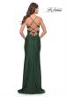 Picture of: Criss Cross Cut Out Rhinestone Jersey Dress in Emerald, Style: 31399, Detail Picture 3