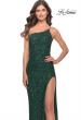 Picture of: Elegant Soft Sequin One Shoulder Long Dress in Jewel Tones in Emerald, Style: 31427, Detail Picture 3