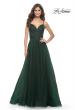 Picture of: Simple Tulle A-LIne Prom Dress with Ruched Illusion Bodice in Emerald, Style: 32130, Detail Picture 3