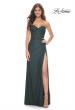 Picture of: Lace Bustier Strapless Dress with Ruched Jersey Skirt in Emerald, Style: 32234, Detail Picture 3