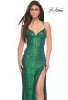 Picture of: Irridescent Sequin Long Prom Gown with Lace Up Back in Emerald, Style: 32339, Detail Picture 3