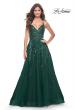 Picture of: Fabulous A-Line Gown Embellished with Sequin Beaded Applique in Jewel Tones in Emerald, Style: 32346, Detail Picture 3