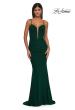 Picture of: Ruched Corset Top Prom Dress with Deep V in Emerald , Style: 32642, Detail Picture 3