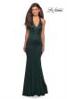 Picture of: Form Fitting Halter Satin Dress with Open Back in Emerald, Style: 27653, Detail Picture 4