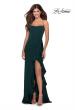 Picture of: Ruffle Prom Dress with Scoop Neck and Lace Up Back in Emerald, Style: 28294, Detail Picture 4
