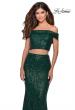 Picture of: Jewel Tone Off the Shoulder Two Piece Prom Dress in Emerald, Style: 28425, Detail Picture 4