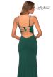 Picture of: Jersey Prom Gown with Lace Up Back and Slit in Emerald, Style: 28653, Detail Picture 4